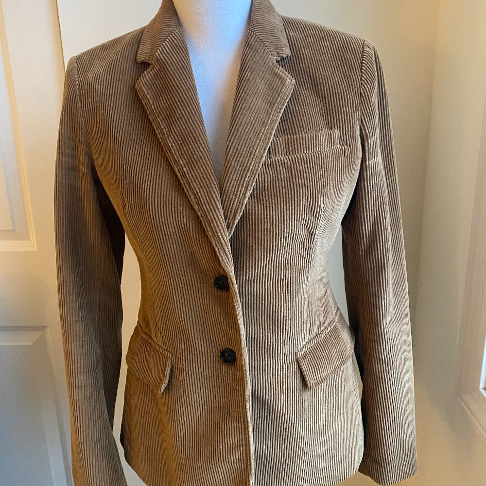 J.Crew Tan Corduroy Blazer Jacket Women's Size 2 Cotton Tailored Fall Jacket